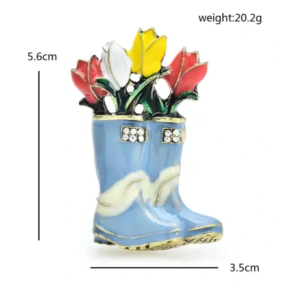 Tulip Boot Pink Gold Floral Brooch